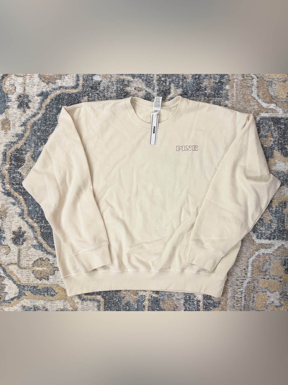 PINK Victoria's Secret Women's Cream Game Day Sweatshirt NWT- XL
